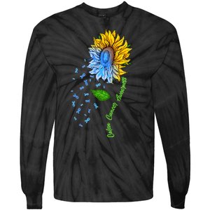 Colon Cancer Awareness Sunflower Support Tie-Dye Long Sleeve Shirt