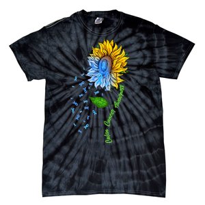 Colon Cancer Awareness Sunflower Support Tie-Dye T-Shirt