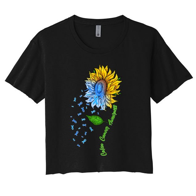 Colon Cancer Awareness Sunflower Support Crop Top