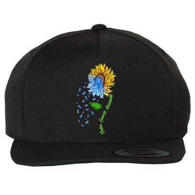 Colon Cancer Awareness Sunflower Support Wool Snapback Cap
