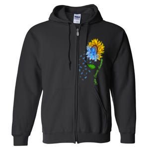 Colon Cancer Awareness Sunflower Support Full Zip Hoodie