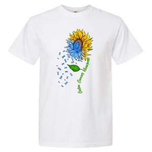 Colon Cancer Awareness Sunflower Support Garment-Dyed Heavyweight T-Shirt