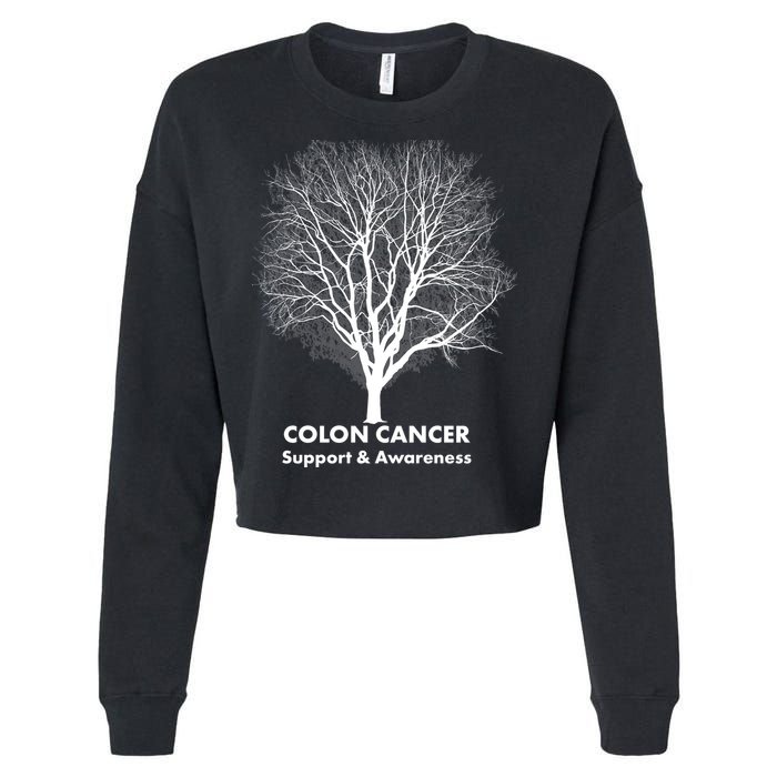 Colon Cancer Awareness Tree Cropped Pullover Crew