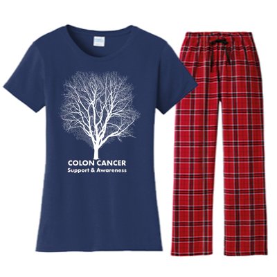 Colon Cancer Awareness Tree Women's Flannel Pajama Set