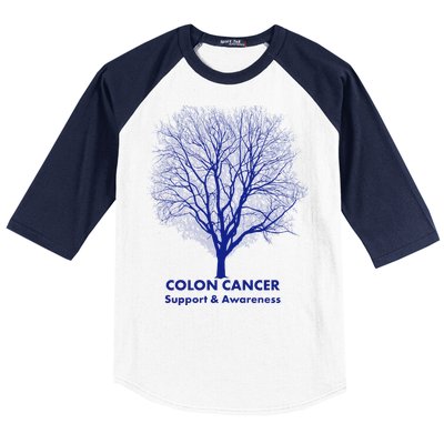 Colon Cancer Awareness Tree Baseball Sleeve Shirt