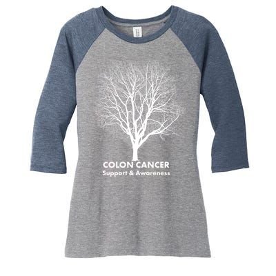 Colon Cancer Awareness Tree Women's Tri-Blend 3/4-Sleeve Raglan Shirt