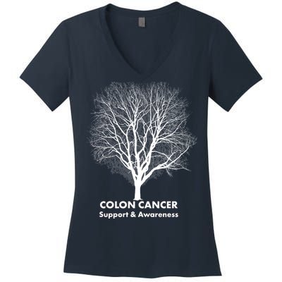 Colon Cancer Awareness Tree Women's V-Neck T-Shirt