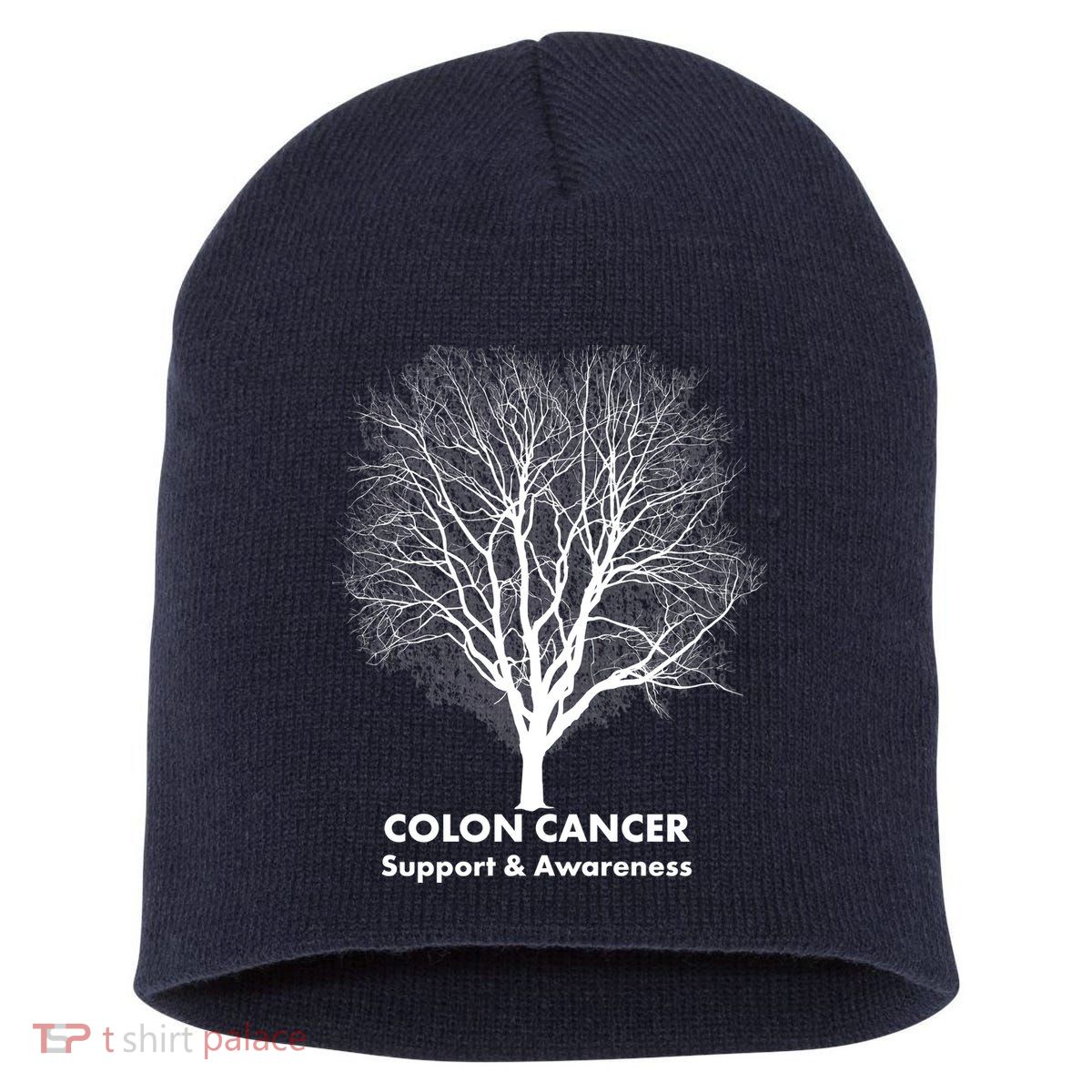 Colon Cancer Awareness Tree Short Acrylic Beanie
