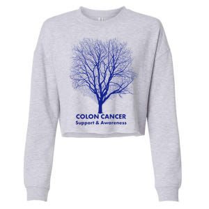 Colon Cancer Awareness Tree Cropped Pullover Crew