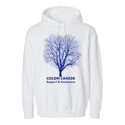 Colon Cancer Awareness Tree Garment-Dyed Fleece Hoodie