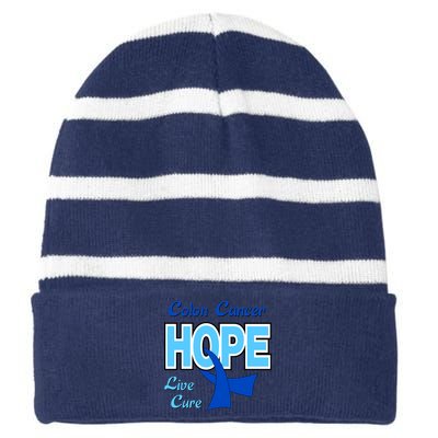 Colon Cancer Hope Live Cure Striped Beanie with Solid Band