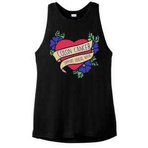 Colon Cancer Support Educate Advocate Ladies PosiCharge Tri-Blend Wicking Tank