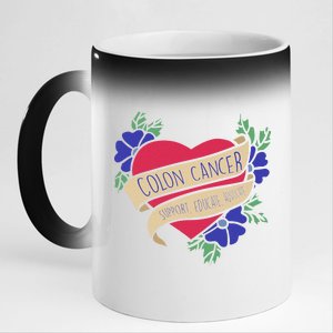 Colon Cancer Support Educate Advocate 11oz Black Color Changing Mug