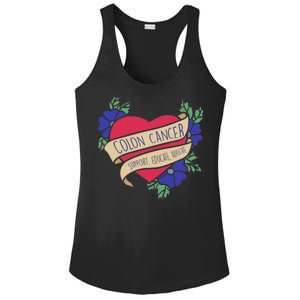 Colon Cancer Support Educate Advocate Ladies PosiCharge Competitor Racerback Tank