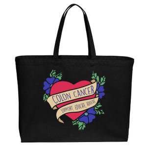 Colon Cancer Support Educate Advocate Cotton Canvas Jumbo Tote