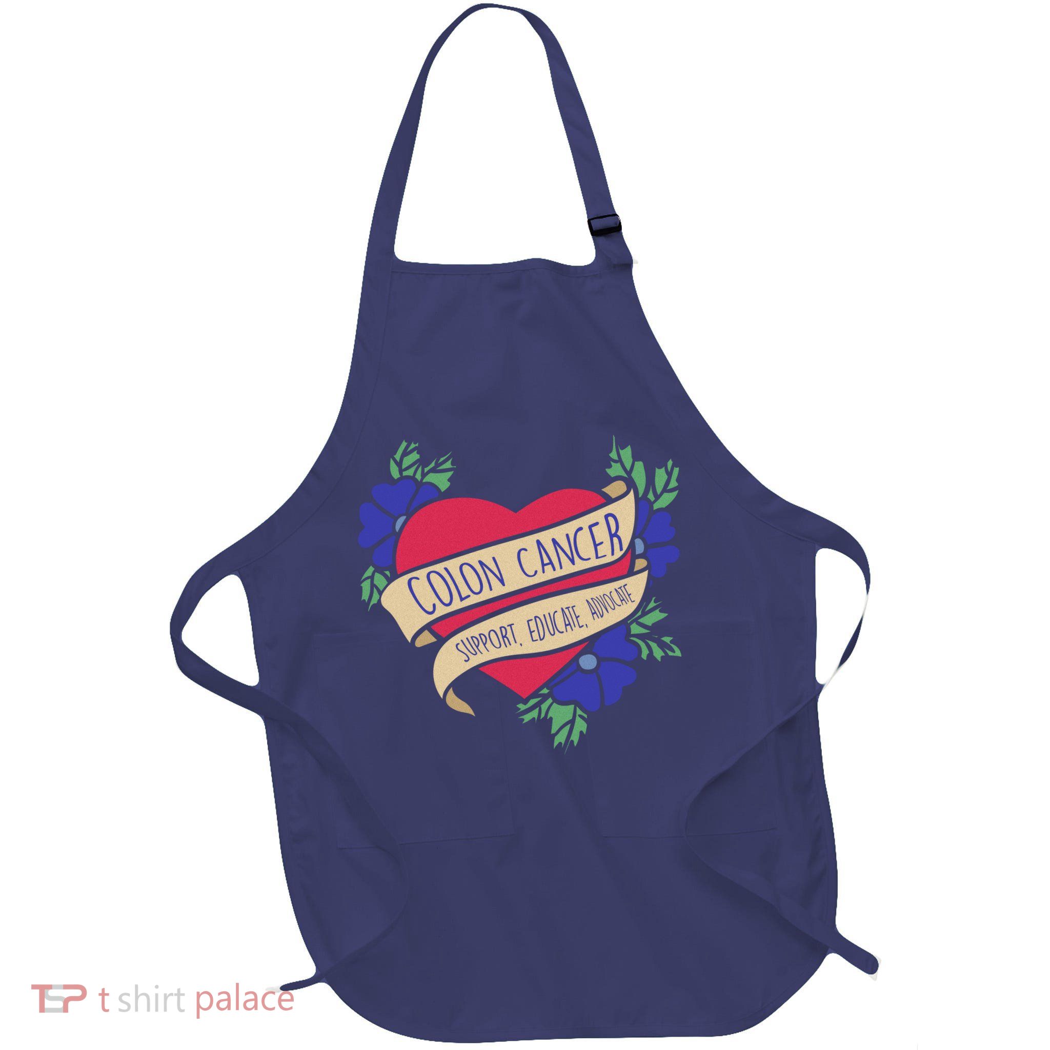 Colon Cancer Support Educate Advocate Full-Length Apron With Pockets