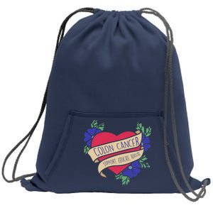 Colon Cancer Support Educate Advocate Sweatshirt Cinch Pack Bag