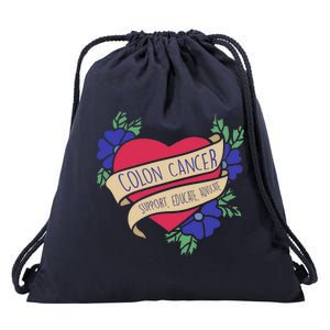 Colon Cancer Support Educate Advocate Drawstring Bag