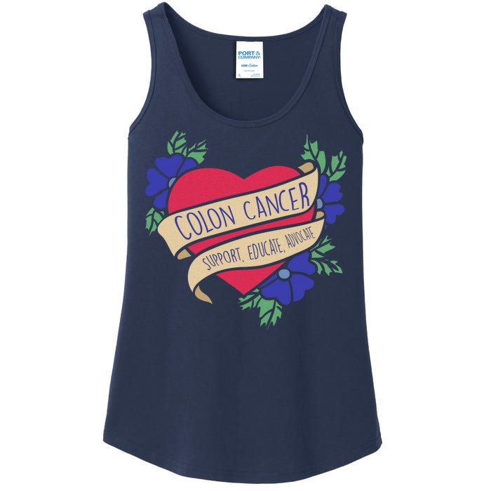 Colon Cancer Support Educate Advocate Ladies Essential Tank