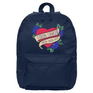 Colon Cancer Support Educate Advocate 16 in Basic Backpack