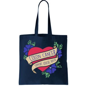 Colon Cancer Support Educate Advocate Tote Bag