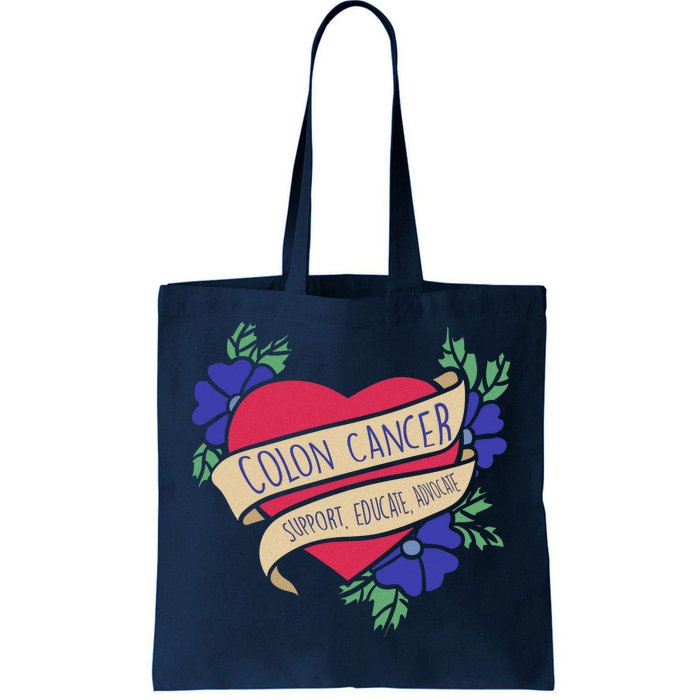 Colon Cancer Support Educate Advocate Tote Bag