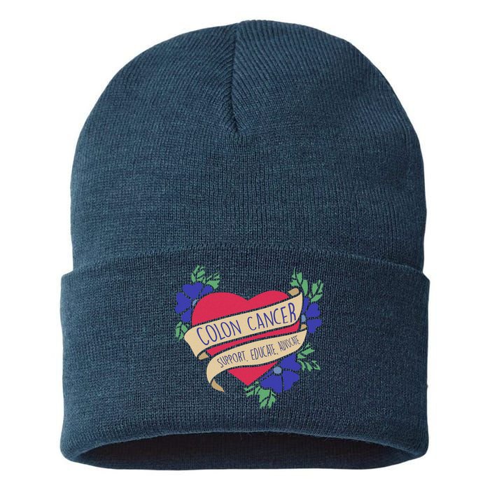 Colon Cancer Support Educate Advocate Sustainable Knit Beanie
