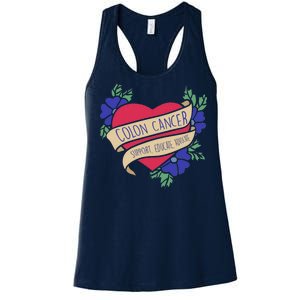 Colon Cancer Support Educate Advocate Women's Racerback Tank