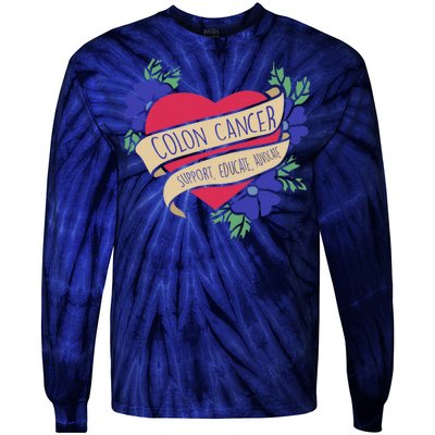 Colon Cancer Support Educate Advocate Tie-Dye Long Sleeve Shirt