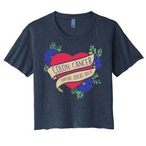 Colon Cancer Support Educate Advocate Women's Crop Top Tee