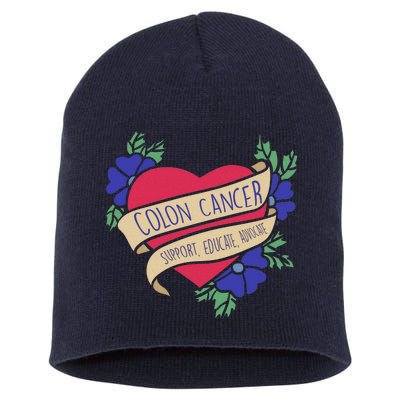 Colon Cancer Support Educate Advocate Short Acrylic Beanie