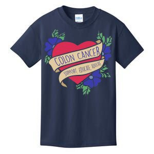 Colon Cancer Support Educate Advocate Kids T-Shirt