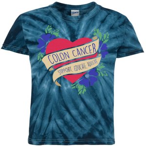 Colon Cancer Support Educate Advocate Kids Tie-Dye T-Shirt