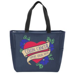 Colon Cancer Support Educate Advocate Zip Tote Bag