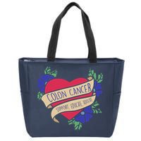 Colon Cancer Support Educate Advocate Zip Tote Bag