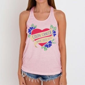 Colon Cancer Support Educate Advocate Women's Knotted Racerback Tank