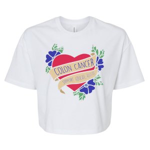 Colon Cancer Support Educate Advocate Bella+Canvas Jersey Crop Tee