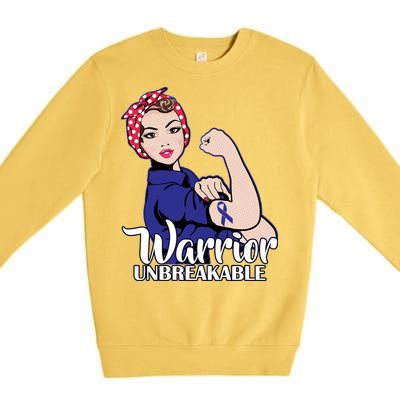 Colon Cancer Unbreakable Warrior Premium Crewneck Sweatshirt