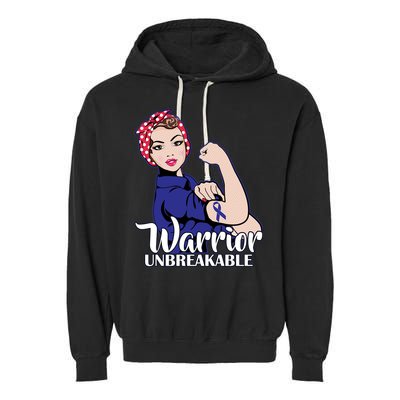 Colon Cancer Unbreakable Warrior Garment-Dyed Fleece Hoodie
