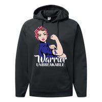 Colon Cancer Unbreakable Warrior Performance Fleece Hoodie