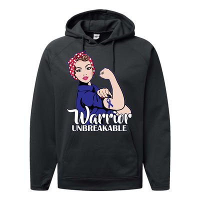 Colon Cancer Unbreakable Warrior Performance Fleece Hoodie