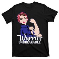 Colon Cancer Unbreakable Warrior T-Shirt