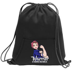 Colon Cancer Unbreakable Warrior Sweatshirt Cinch Pack Bag