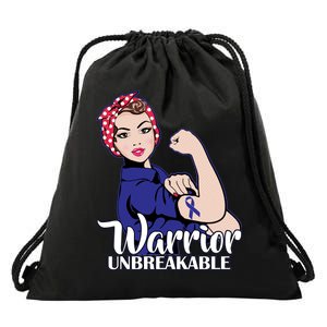 Colon Cancer Unbreakable Warrior Drawstring Bag