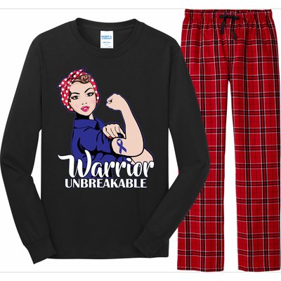 Colon Cancer Unbreakable Warrior Long Sleeve Pajama Set