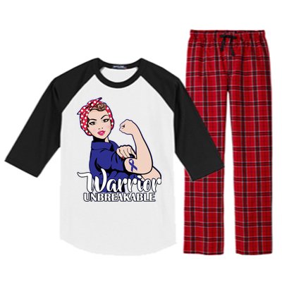 Colon Cancer Unbreakable Warrior Raglan Sleeve Pajama Set