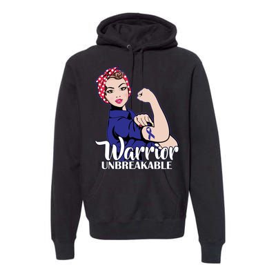 Colon Cancer Unbreakable Warrior Premium Hoodie