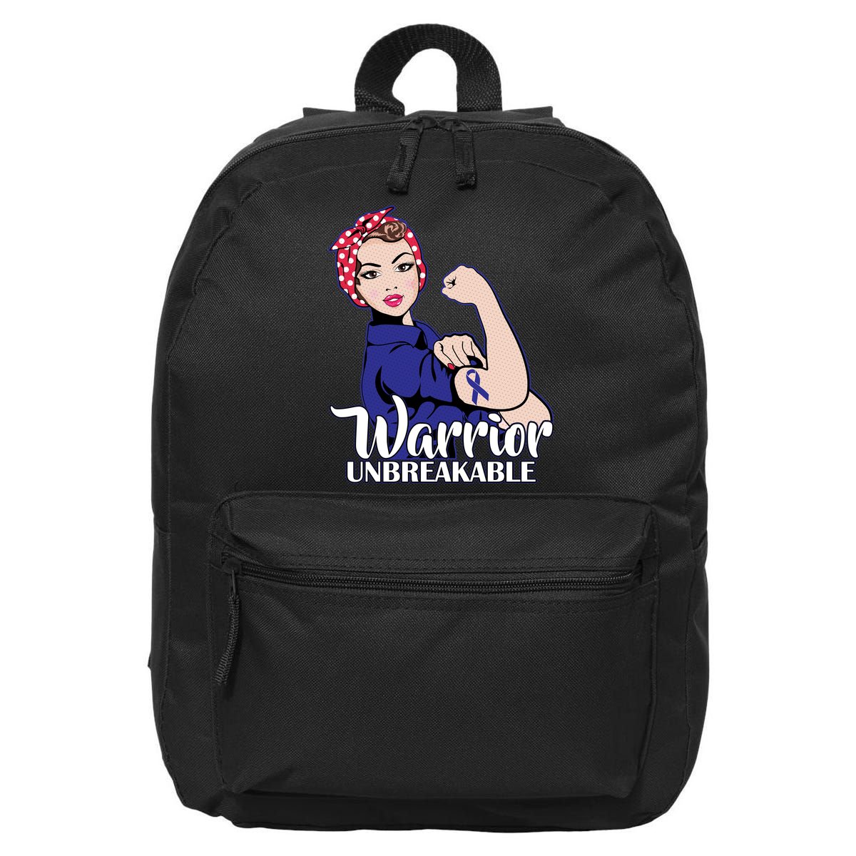 Colon Cancer Unbreakable Warrior 16 in Basic Backpack
