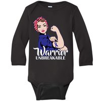 Colon Cancer Unbreakable Warrior Baby Long Sleeve Bodysuit