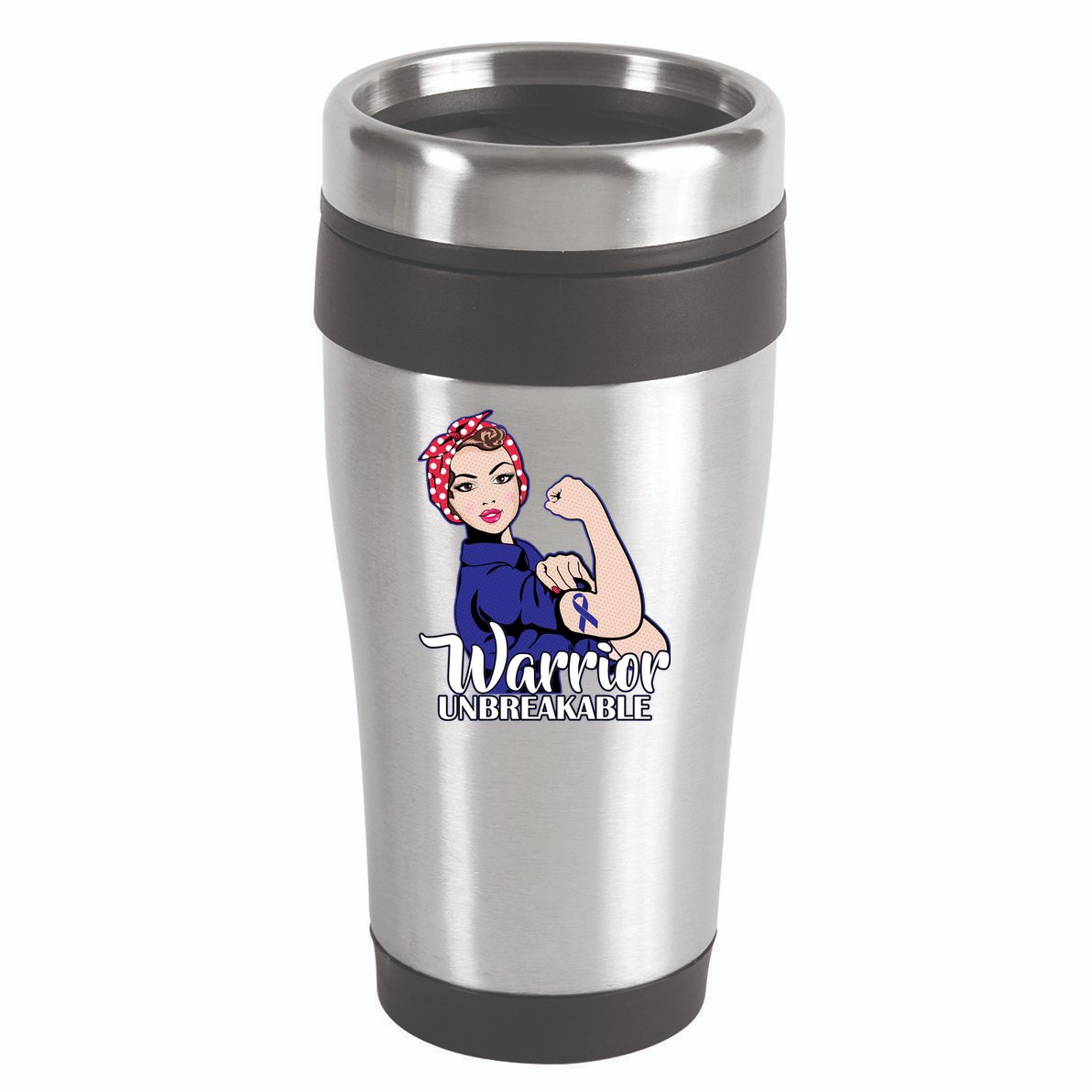 Colon Cancer Unbreakable Warrior 16oz Travel Tumbler